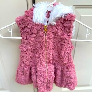 Little Lass, Pink Fur, Vest, Size 18 Months